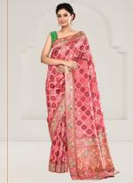 Tussar Silk Maroon Casual Wear Kalamkari Work Saree